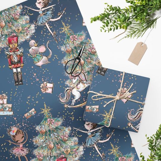 Discover Navy Christmas Nutcracker Wrapping Paper