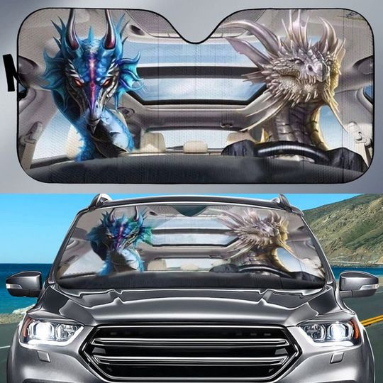 Discover Dragon Couple Driving Car Sunshade