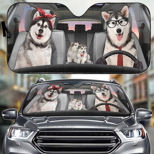 Discover Husky Family Driver Car Sun Shade