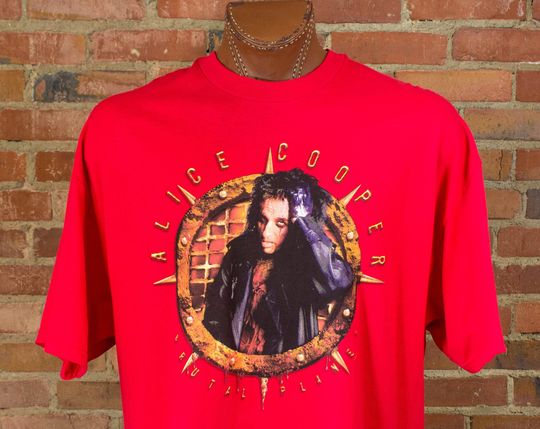 Discover Vintage Alice Cooper 2000 Brutal Planet Tour Red Concert T Shirt