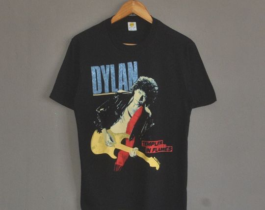 Discover Vintage 1987 BOB DYLAN Temples in Flames Europe Tour T shirt
