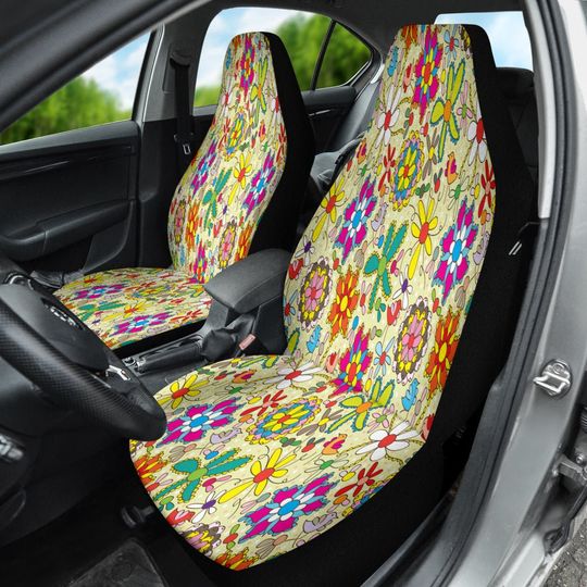 Discover Colorful Floral Flowers Patterns Car Seat Covers