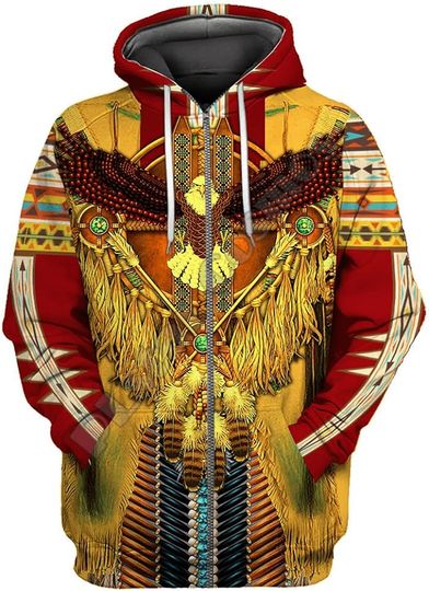 Discover Animal Indian Native 3D Printed Mens Autumn Hoodie Sweatshirt  Zip Jacket Pullover