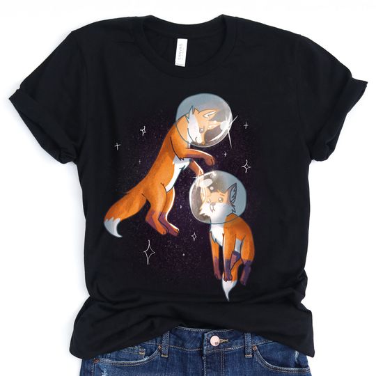 Discover Astronaut Fox Outer Space T-Shirt,Red Fox Shirt