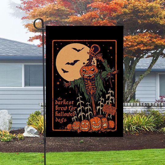 Discover Vintage Halloween Pumpkin Double Sided Flag, Darkest Brew Flag