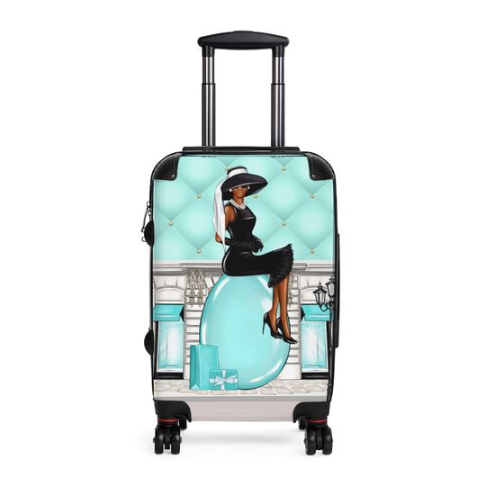 Discover Elegant Black Woman Compact Carry On Suitcase Luggage.