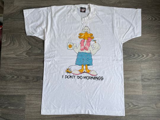 Discover Funny Duck Shirt I Don't Do Mornings 1988 Vintage Coffee Tshirt