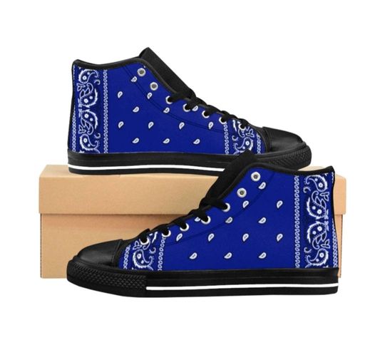 Discover Men's High-top blue bandana Sneakers