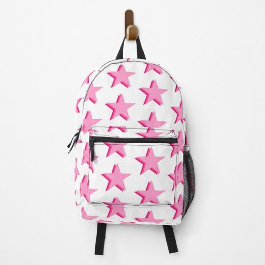 Discover Layered trendy hot pink and light pink star Backpack
