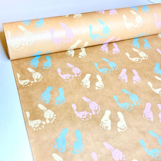Discover Baby Footprints-Kraft Wrapping Paper