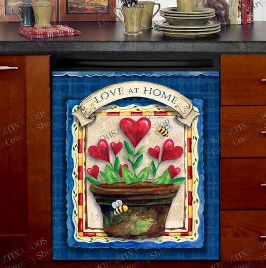 Discover Frontier Woman - Love at Home Heart Flowers Dishwasher Cover