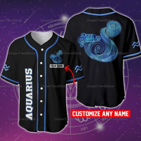 Discover Custom Name Aquarius Zodiac Baseball Jersey
