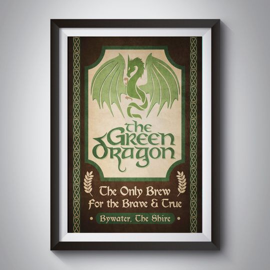 Discover Lord of the Rings Green Dragon Bar Sign Movie Poster Print - Alternative Wall Art Gift