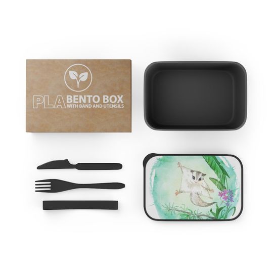 Discover Sugar Glider PLA Bento Box with Band and Utensils | Woodland Lunch Box
