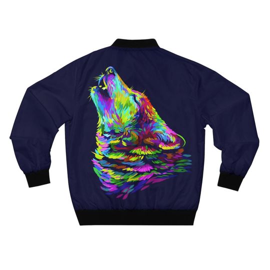 Discover Wolf Men's AOP Bomber Jacket, Custom jacket, bomber jacket