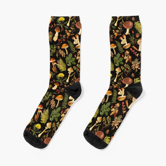 Discover Thanksgiving Mushrooms Harvest  Socks