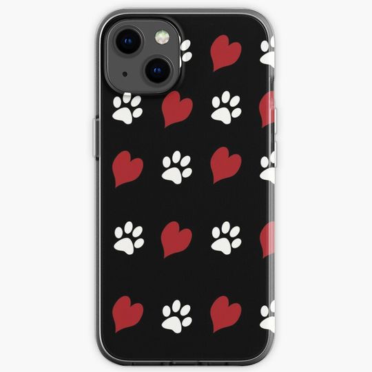 Discover Dogs Lovers Paw Print With Heart  iPhone Case