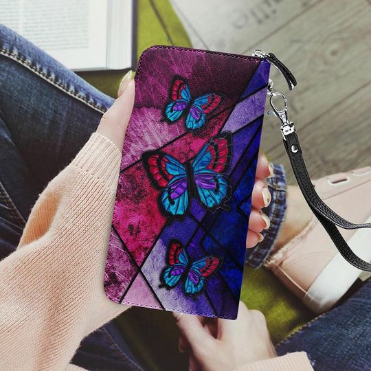 Discover Colorful Butterflies Leather Wallet