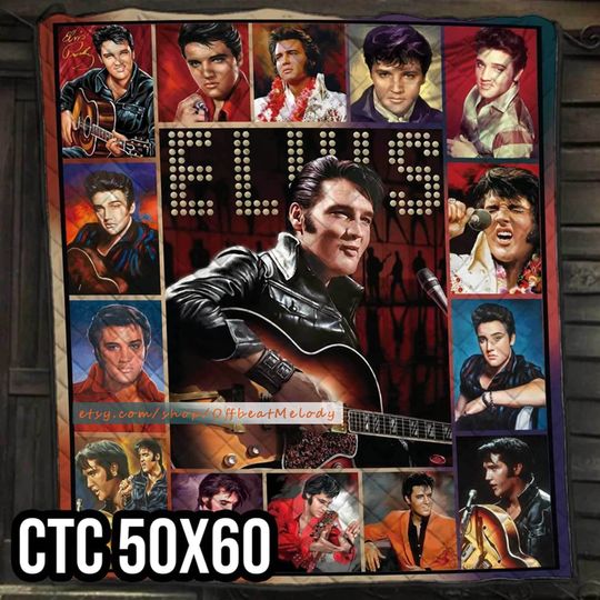 Discover Elvis Presley Albums Quilt Blanket, Elvis Presley Fans PREMIUM Fleece Blanket