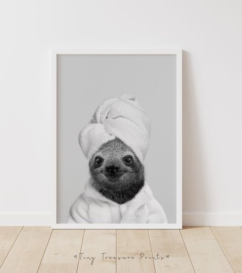 Discover Sloth Poster, Funny Bathroom Art, Toilet Humor Poster