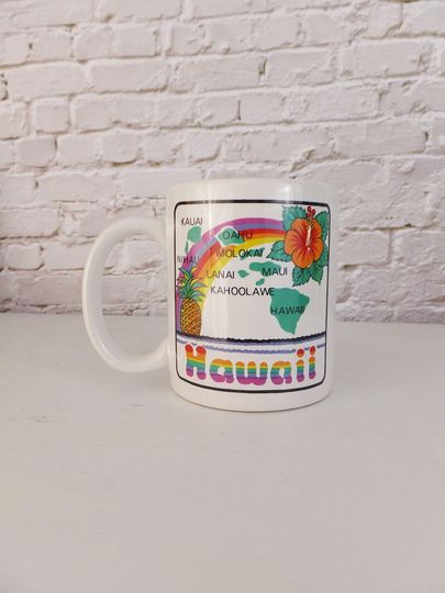 Discover Vintage 1990's Hawaii Mug, Hawaiian Souvenir Mug, Rainbow Hawaii Mug