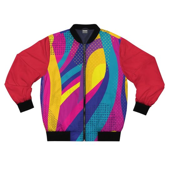 Discover Red Unisex Jacket/ Abstract Bomber Jacket / Men Women Funky Bomber Jackets