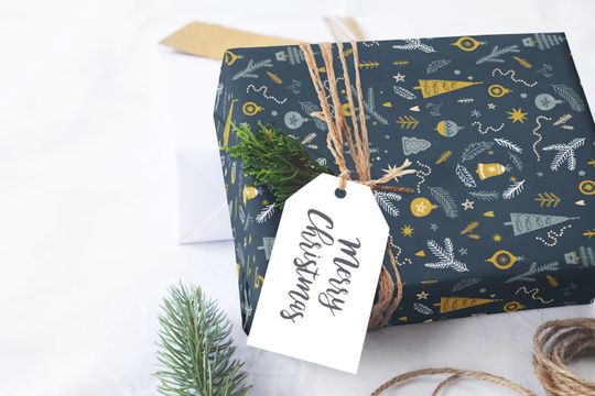Discover Blue And Gold Hygge Christmas Wrapping Paper