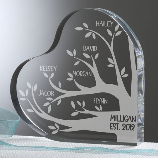 Discover Family Tree Engraved Heart Keepsake, Personalized Mother's Day Gifts