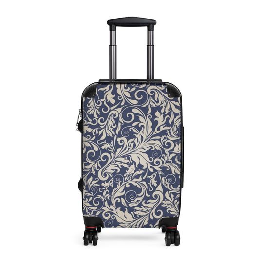 Discover Blue and White Pattern Carryon Luggage Cabin Suitcase, Hardcase Luggage