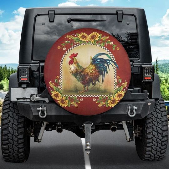 Discover Farm Chicken Sunflowers Spare Tire Cover
