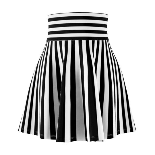 Discover Black and White Striped Skater Skirt