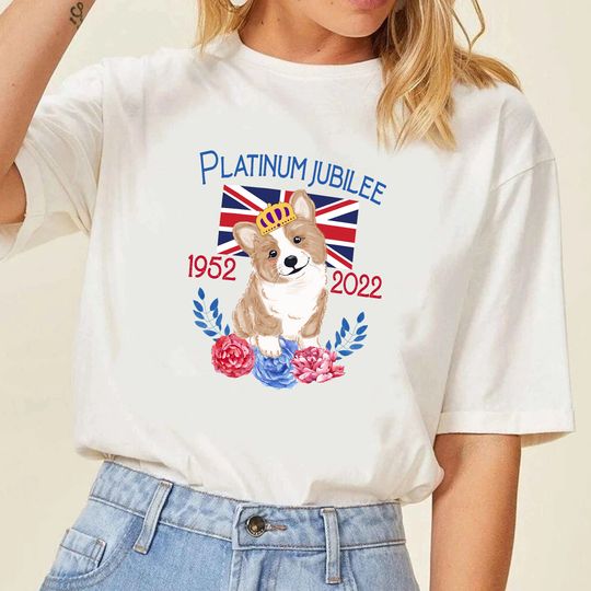 Discover Queen Elizabeth WIth Corgi Platinum Jubilee, The Queen's 2022 Celebration Shirt
