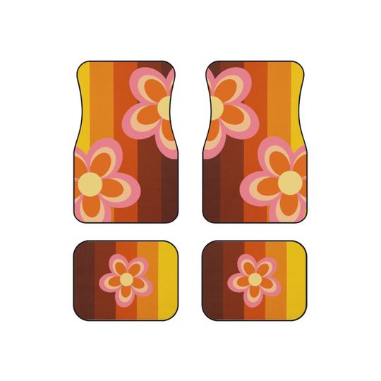 Discover Boho Flower Car Floor Mat, Vintage Car Floor Mat