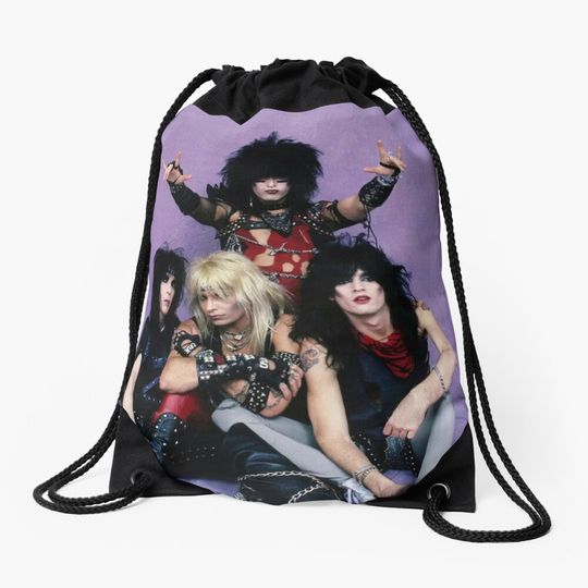 Discover metal crue Drawstring Bag