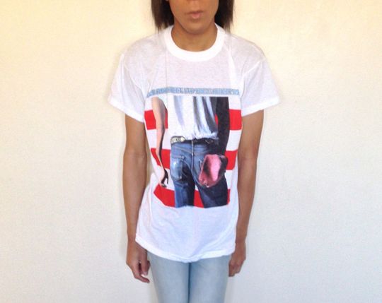 Discover Vtg 80's Bruce Springsteen And The E Street Band Born In The U.S.A. WORLD Tour 84-85 white T-shirt