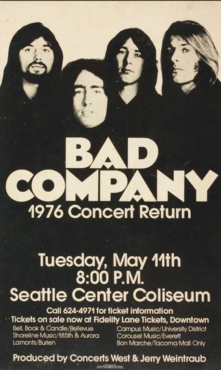 Discover Bad Company 1976 Concert Poster