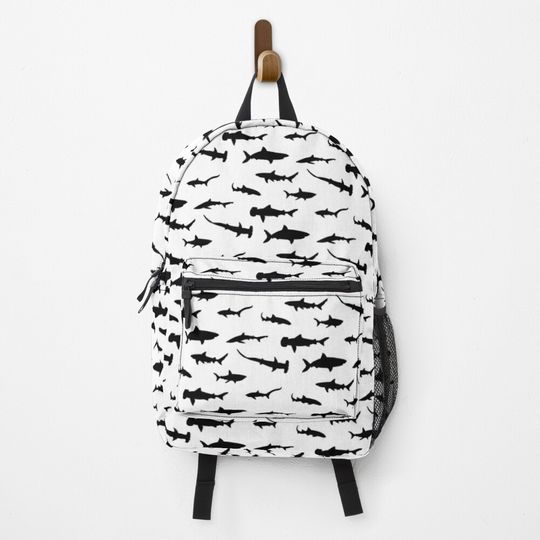 Discover Shark Pattern Black Backpack