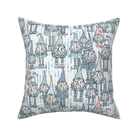 Discover Mint Blue Gnomes Throw Pillow