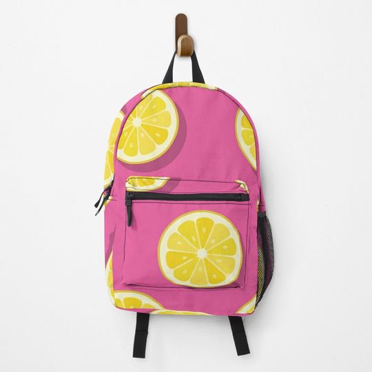 Discover Lemon Background Pink Backpack