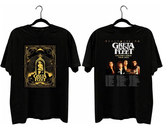 Discover Greta Van Fleet Dreams In Gold Tour 2022 Double Sided T-shirt