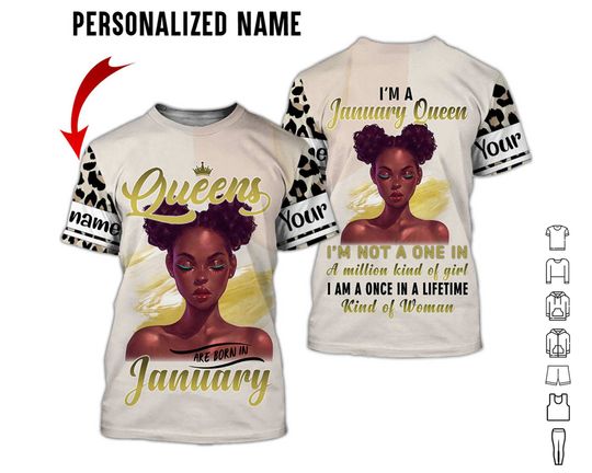 Discover Shirt For woman, Happy Birthday Shirt, Personalized Name January Girl 3D T-Shirt