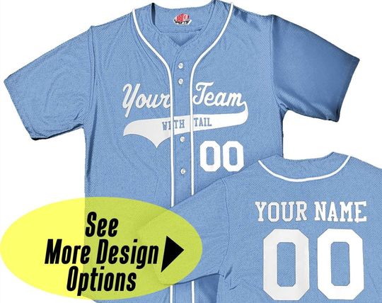 Discover Personalized Light Blue Baseball Jersey with White Piping | Customized Baseball Jersey