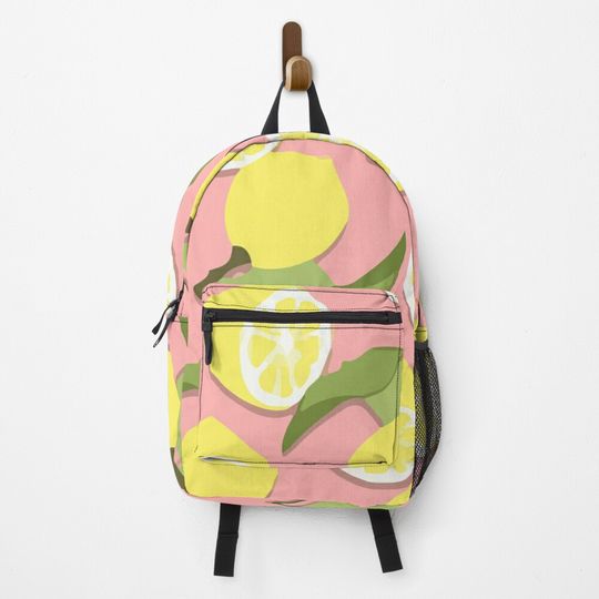Discover Lemon on pink background Backpack