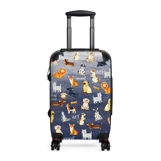 Discover Dogs on Navy Fade Carryon Luggage Cabin Suitcase, Hardcase Luggage