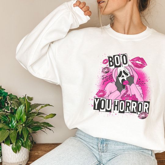 Discover Boo Horror Sweatshirt, Horror Ghost Face Sweatshirt, Funny Halloween Sweatshirt