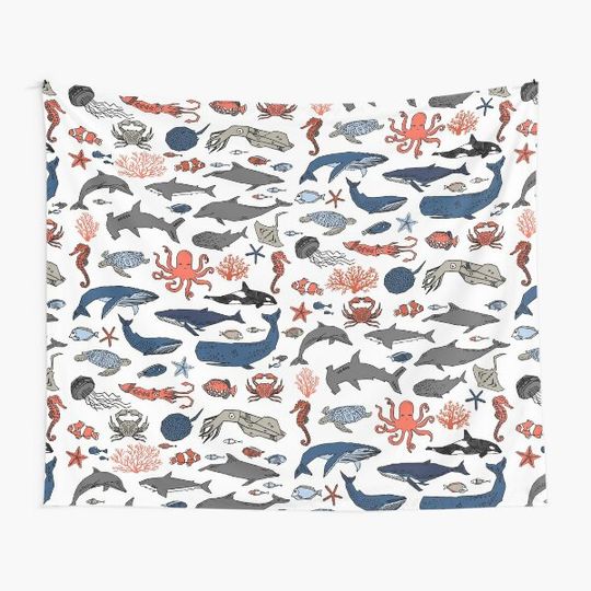 Discover Ocean Animals by Andrea Lauren Tapestry