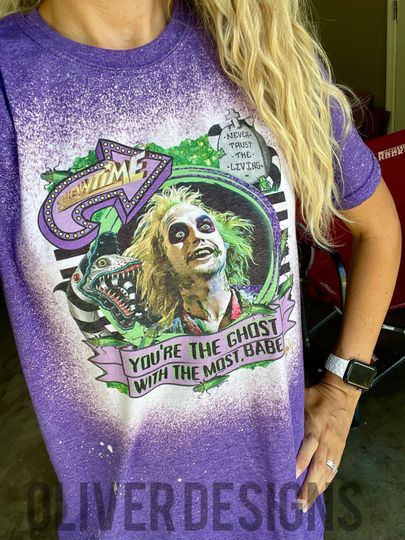 Discover Halloween bleached t-shirt purple