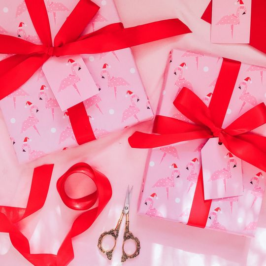 Discover SECONDS Christmas Origami Flamingo Wrapping Paper