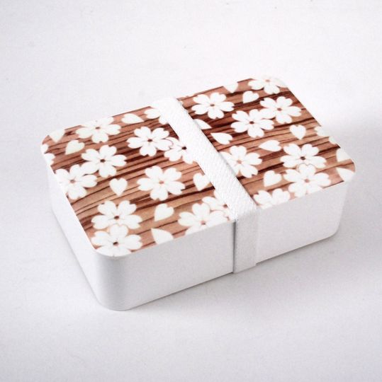 Discover Japanese Lunch Bento Box With Strap Plastic Lacquered Sakura Cherry Blossom Design Made in Japan