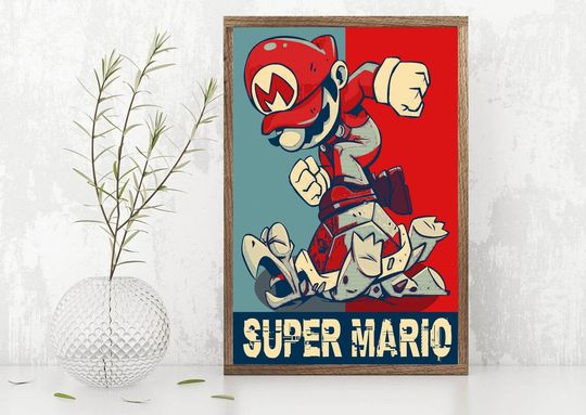 Discover super mario pop art video game poster poster